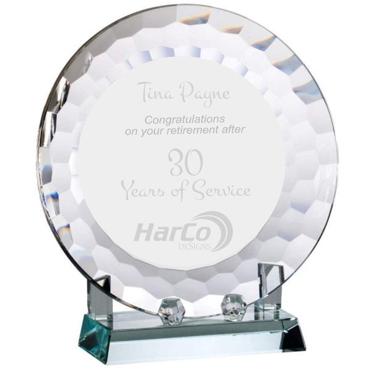 Years of Service Crystal Plate and Stand