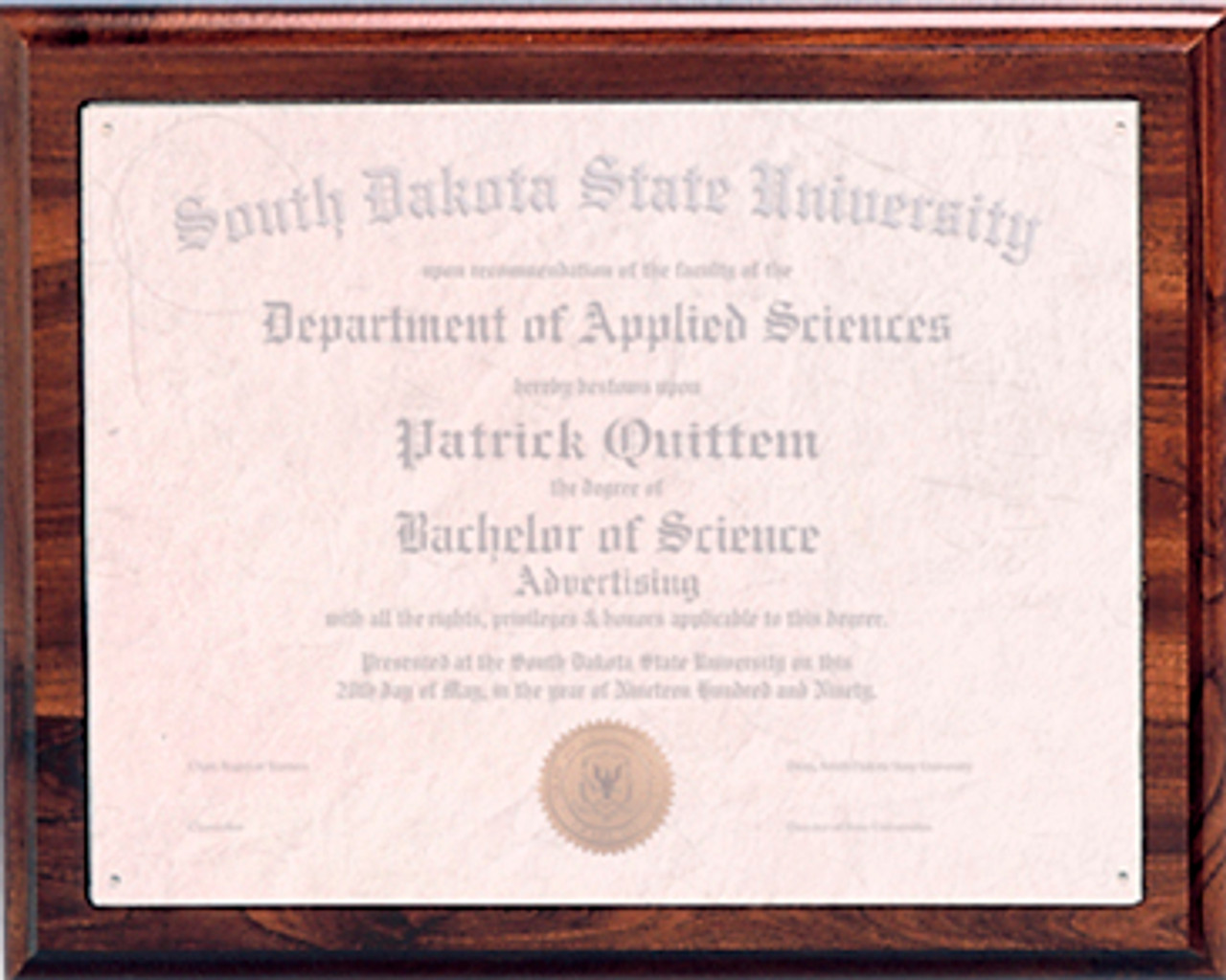Cherry Routed Certificate Plaque