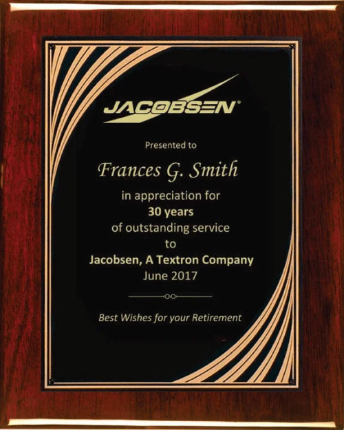 Cascading Swirl Retirement Plaque