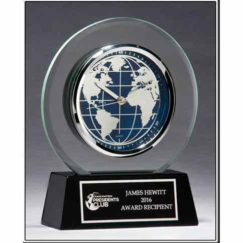 Glass Clock with World Dial