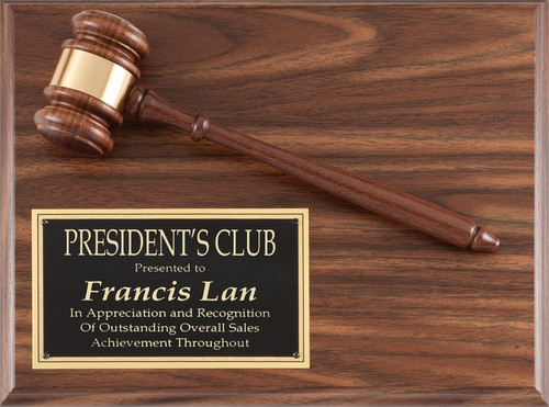Walnut Finish Gavel Plaque