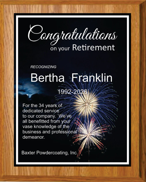 Oak Retirement Plaque