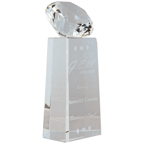 Crystal Diamond on Clear Crystal Pedestal