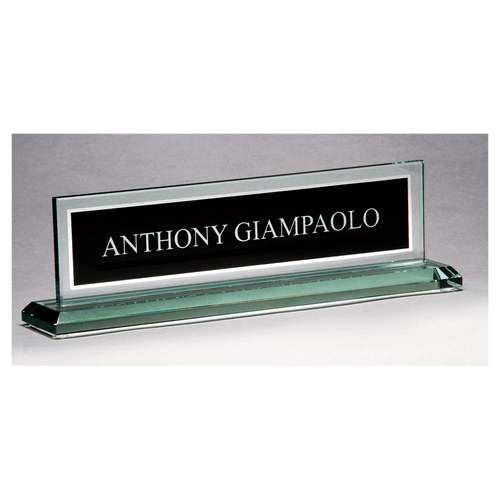 Glass Name Plate w/Black Plate