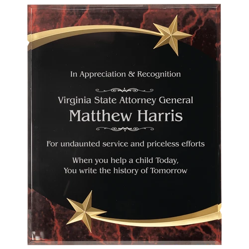 Red Marble Shooting Star Acrylic Plaque