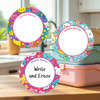Multi-surface large round write-on labels kawaii design personalized name tags
