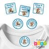 Waterproof bear adventures clothing labels with aviator bear flying airplane for daycare clothes and baby items Waterproof bear adventures clothing labels with aviator bear flying airplane for daycare clothes and baby items