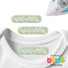 Nursery Toile baby clothing label in sage green with classic scenes for newborn layette