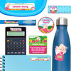 Fairies waterproof name labels on lunch container, water bottle and school notebook