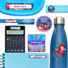 Mermaids personalized school name labels for calculator, lunch container, and water bottle