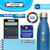 Cosmic Planets waterproof name labels on lunch container, water bottle and school notebook