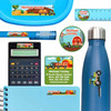 Farm Tractors waterproof name labels on lunch container, water bottle and school notebook