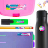 Artfully Yours personalized name stickers on a school marker — waterproof labels for school supplies