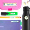 Kittens personalized name stickers on a school marker — waterproof labels for school supplies