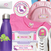 Dinosaur Friends camp label combo pack — waterproof stickers for camp toiletries and clothing labels for camp
