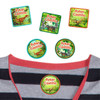 Dinosaurs Roam camp clothing labels — waterproof name stickers on a shirt for summer camp