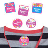 Flowers & Rainbows camp clothing labels — waterproof name stickers on a shirt for summer camp