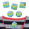 Frogs camp clothing labels — waterproof name stickers on a shirt for summer camp