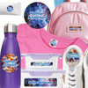 Galaxy waterproof camp labels — name labels for summer camp on water bottles, lunchboxes and gear