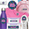 Hearts waterproof camp labels — name labels for summer camp on water bottles, lunchboxes and gear