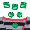 Pixel Craft camp clothing labels — waterproof name stickers on a shirt for summer camp