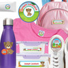 Playful Puppies waterproof camp labels — name labels for summer camp on water bottles, lunchboxes and gear