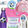 Goal! Soccer waterproof camp labels — name labels for summer camp on water bottles, lunchboxes and gear