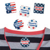 Stars and Stripes camp clothing labels — waterproof name stickers on a shirt for summer camp