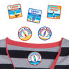 Surf's Up summer camp labels — waterproof labels for summer camp covering gear, clothing and backpacks