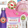 Summer Squeeze waterproof camp labels — name labels for summer camp on water bottles, lunchboxes and gear