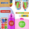 Color Trio waterproof kindergarten name labels on water bottle, lunch container and lunchbox