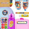Animals in Space kindergarten and preschool nametags — waterproof name tags for preschoolers on water bottle, lunchbox and school supplies