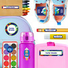 Cosmic Planets waterproof kindergarten name labels on water bottle, lunch container and lunchbox