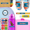 Dino Fossils kindergarten and preschool nametags — waterproof name tags for preschoolers on water bottle, lunchbox and school supplies