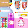 Flowers & Rainbows waterproof kindergarten name labels on water bottle, lunch container and lunchbox