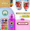Monster Mayhem waterproof kindergarten name labels on water bottle, lunch container and lunchbox