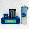 Turtles kindergarten name tags on lunchbox, lunch containers, ice pack and water bottle lid