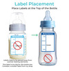 Daycare labels for baby bottles showing proper placement of labels for daycare.