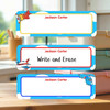 Airplanes large rectangle write-on labels — reusable waterproof