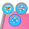 Airplanes large round labels — waterproof name stickers for kids