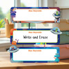 Aliens large rectangle write-on labels — reusable waterproof