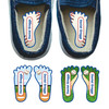 Baseball foot labels for shoes — left and right foot-shaped shoe stickers