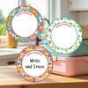 All Things Spring large round write-on labels — reusable waterproof daycare