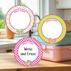 Butterflies large round write-on labels — reusable waterproof daycare