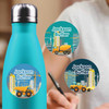 Construction Site medium round labels — waterproof circle name stickers for kids