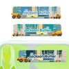 Construction Site large rectangle name labels — waterproof sticker labels for school supplies and water bottles