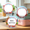 Fire Trucks large round write-on labels — reusable waterproof daycare