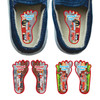 Fire Trucks foot labels for shoes — left and right foot-shaped shoe stickers