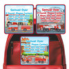 Fire Trucks emergency contact labels — personalized phone number stickers for kids
