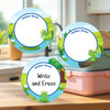 Frogs large round write-on labels — reusable waterproof daycare